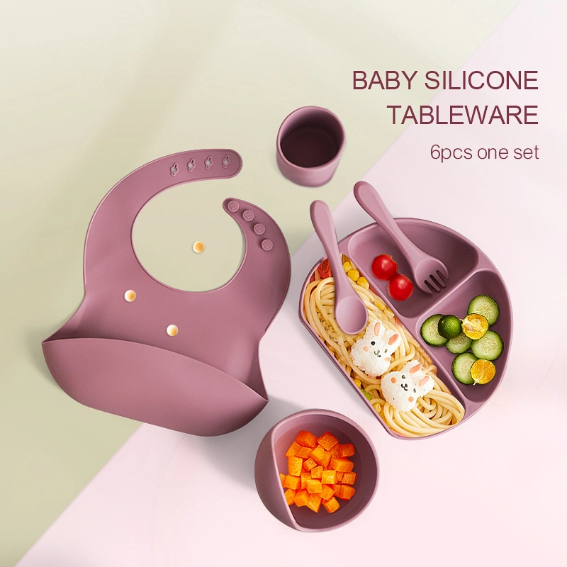 Wholesale Plate Bowl and Spoon Dinner Tableware Silicone Baby Feeding Set