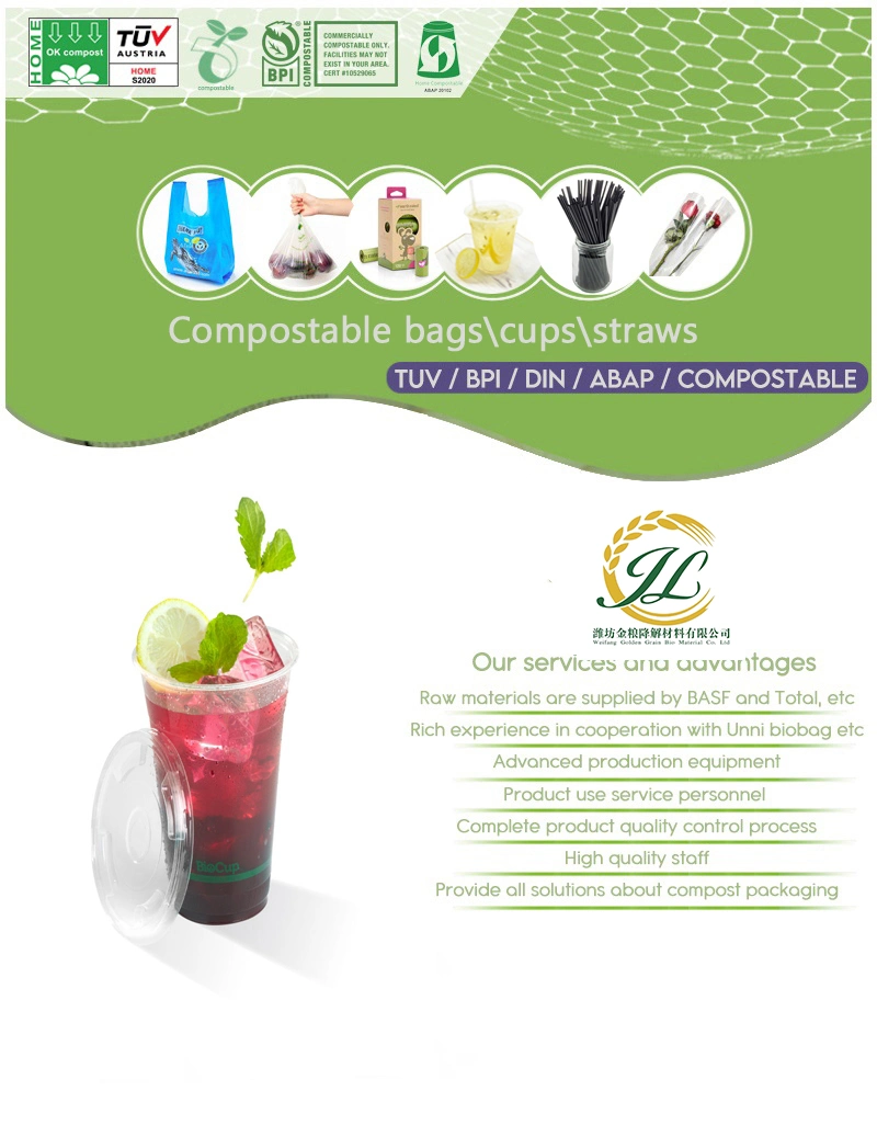 Take Away Disposable Plastic 11oz Cups with Logo Lids Straw PLA Cup Cold Drinking/Coffee/Milk/Tea Cup