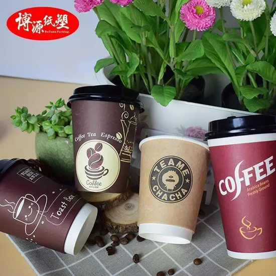 16oz Cold Drinking Paper Cups with Straw