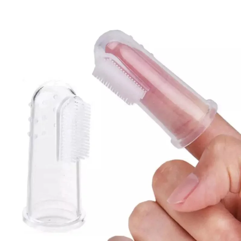 Fast Shipping High Quality Kids Cleaning Silicone Transparent Finger Toothbrush for Baby