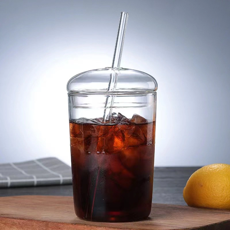 450ml Glass Coffee Cup with Straw Drinking Glasses