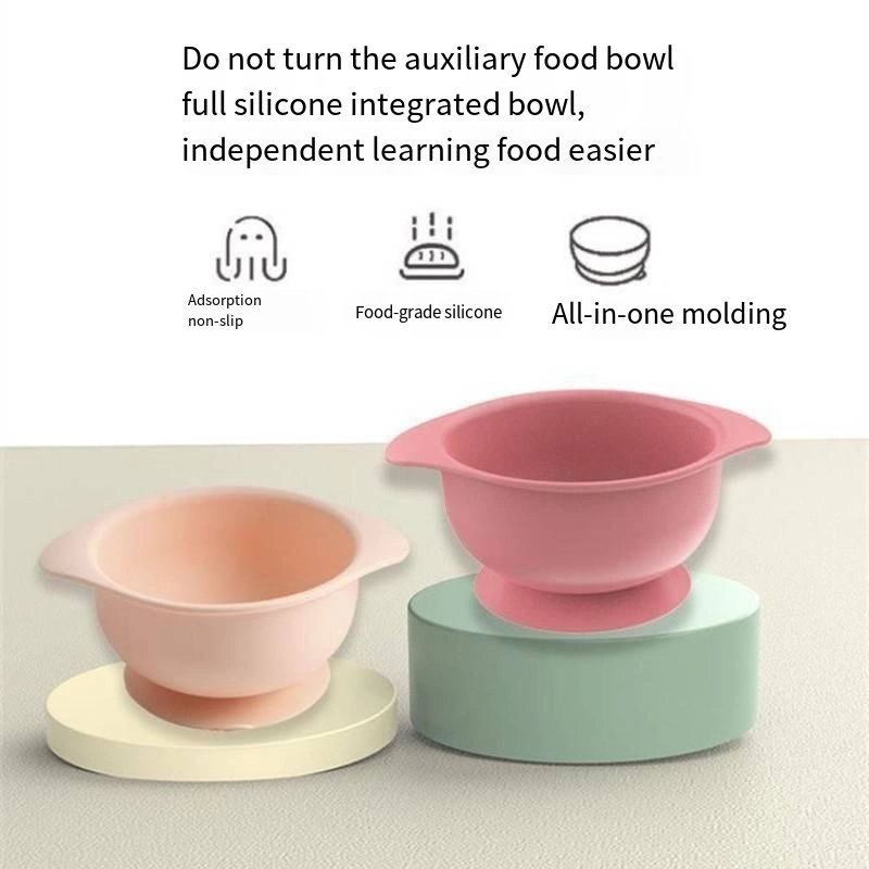 Baby Dinner Plate Silicone Autonomous Eating Anti-Fall Children&prime;s Bear Tableware
