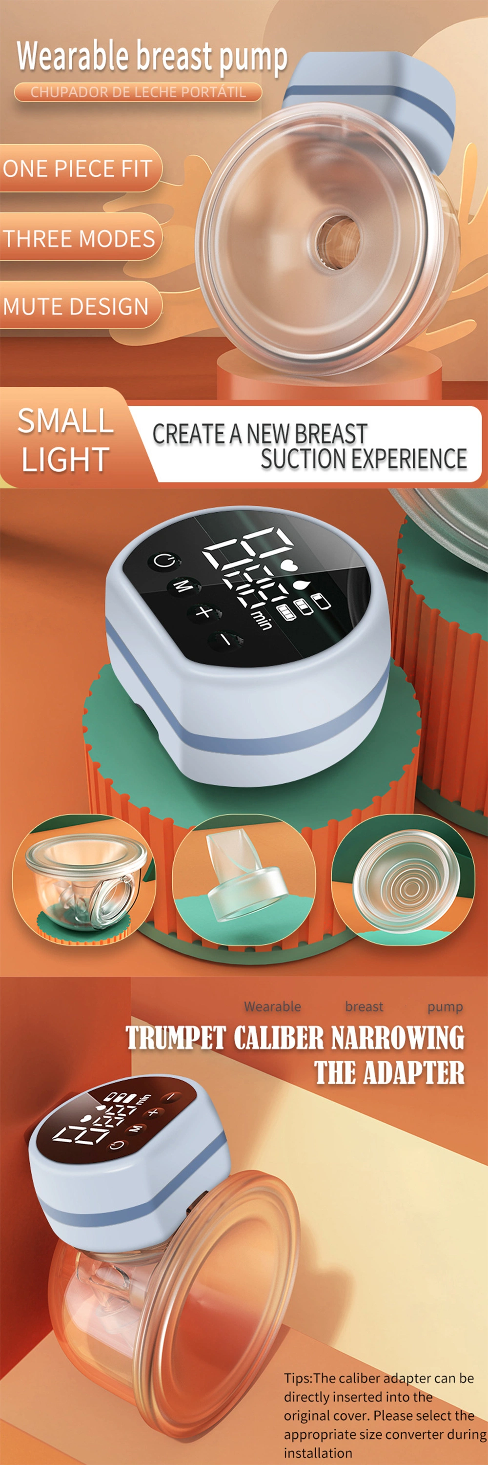 Latest Designed Portable LED Display Feeding Supplies Wearable Electric Breast Pump for Mother