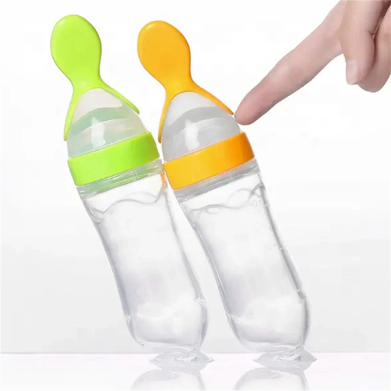 High Quality Reusable Baby Food Grade Silicone Fruit Food Squeeze Bottle Feeder
