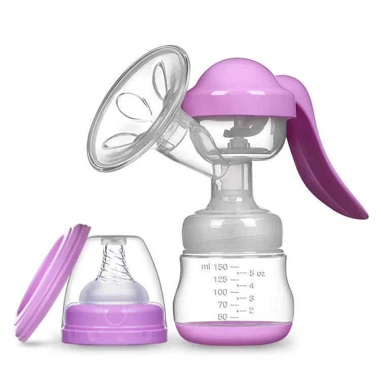 Baby Breast Feeding Pump Single Manual Breast Milk Pump with Feeding Bottle