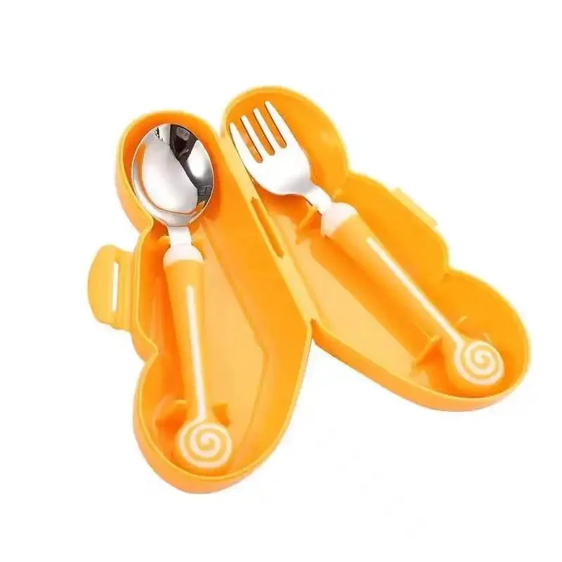 Baby Kids Cutlery Stainless Steel 304 Child Fork Spoon Portable Children&prime;s Tableware Set