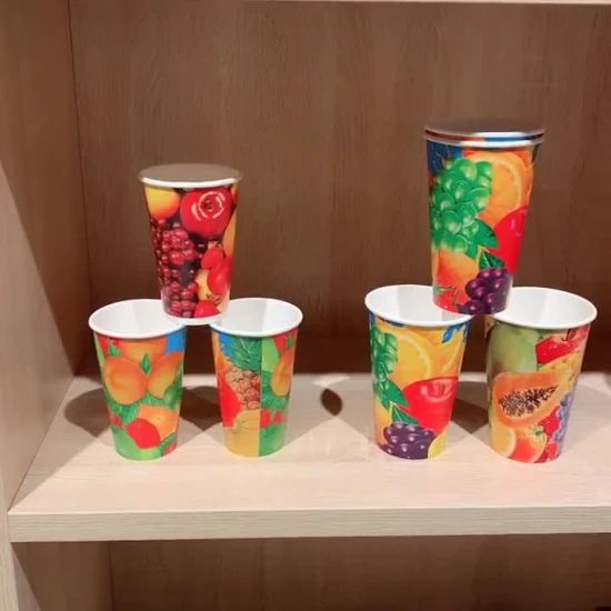 16oz Cold Drinking Paper Cups with Straw